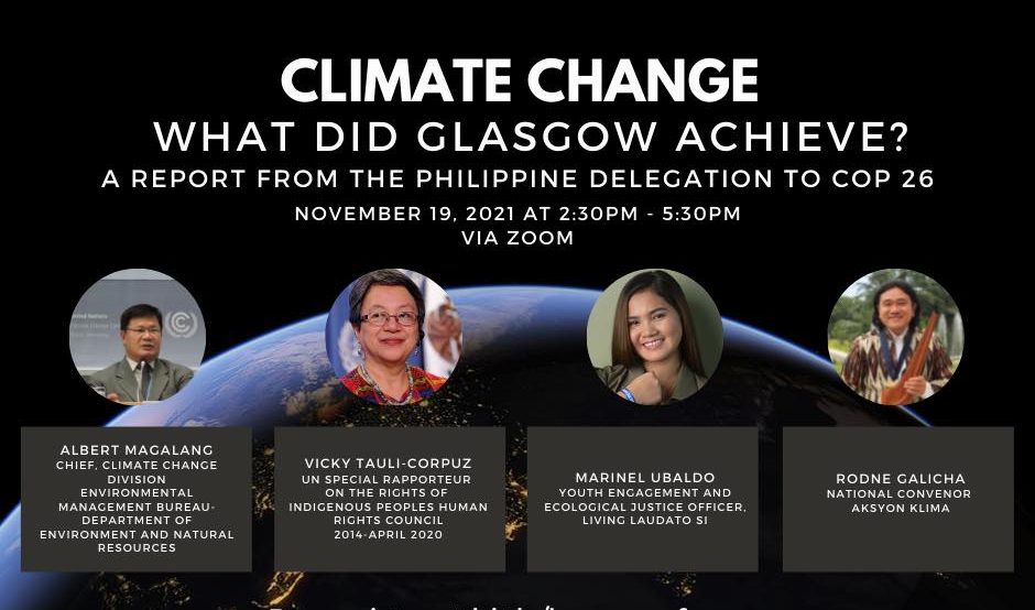 Climate Change: What Did Glasgow Achieve? A Report From the Philippine Delegation to COP 26